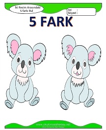 okul öncesi çocuklar için İki Resim Arasındaki Farkı Bul Etkinliği